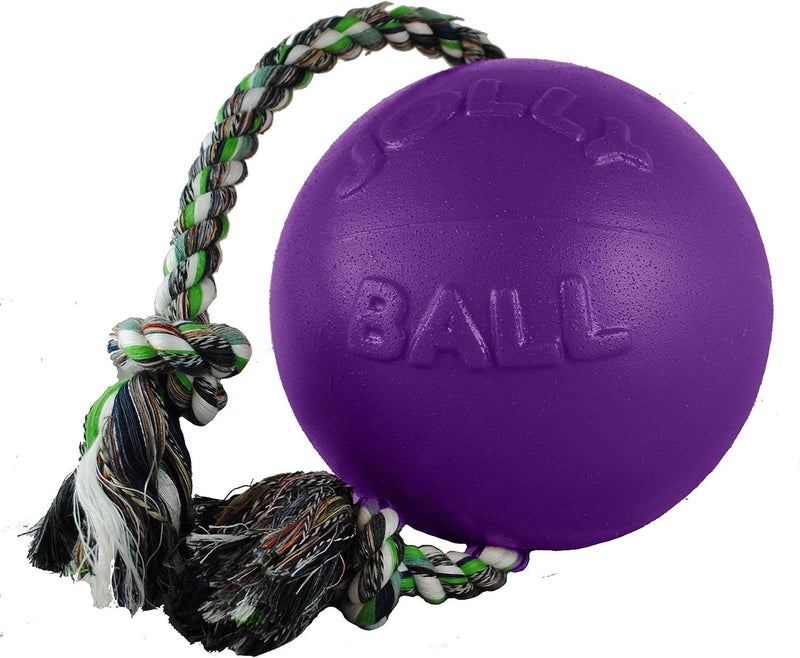 Jolly Pets Romp-n-Roll Rope and Ball Dog Toy, 4.5 Inches/Small, Purple, 4.5-Inch Romp-n-Roll, Purple - Image 2